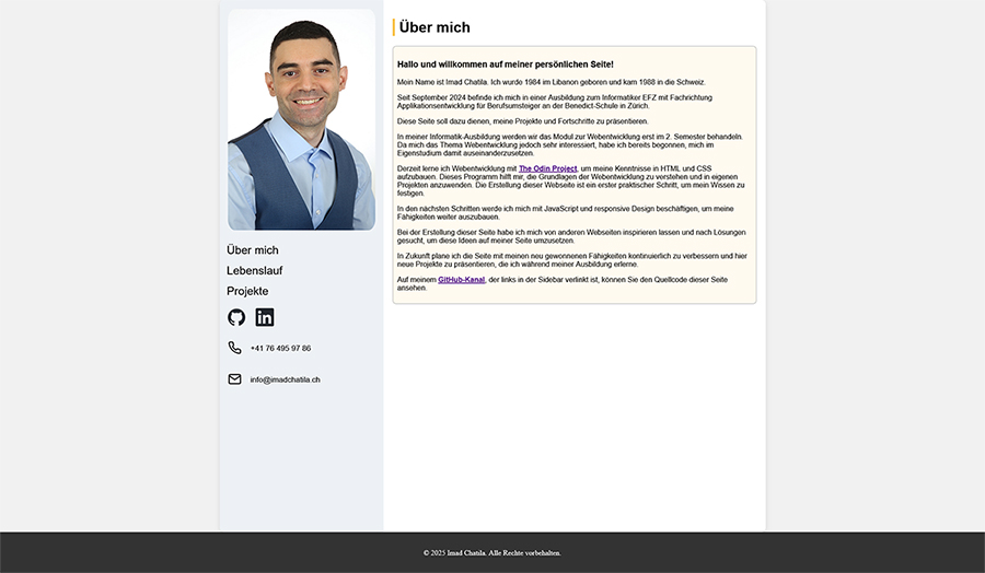 Screenshot der Portfolio-Seite