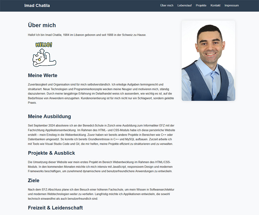 Screenshot der Portfolio-Seite 2