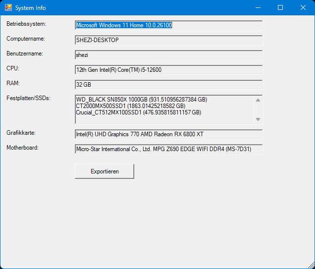Screenshot des Powershell Tools